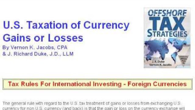 Taxation Of Foreign Exchange Gains And Losses