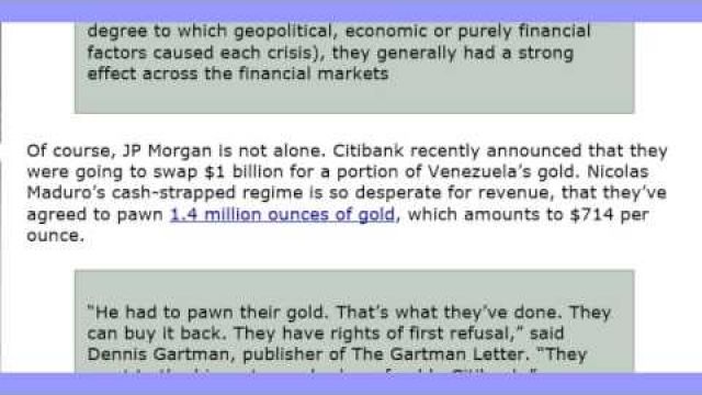 Citibank Buys $1Billion in Gold from Venezuela