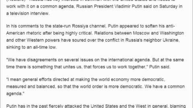 ALERT! Putin says ready to work with United States